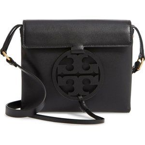 Tory Burch Miller Logo Leather Flap Crossbody Bag 50769 BLACK AUTHENTIC